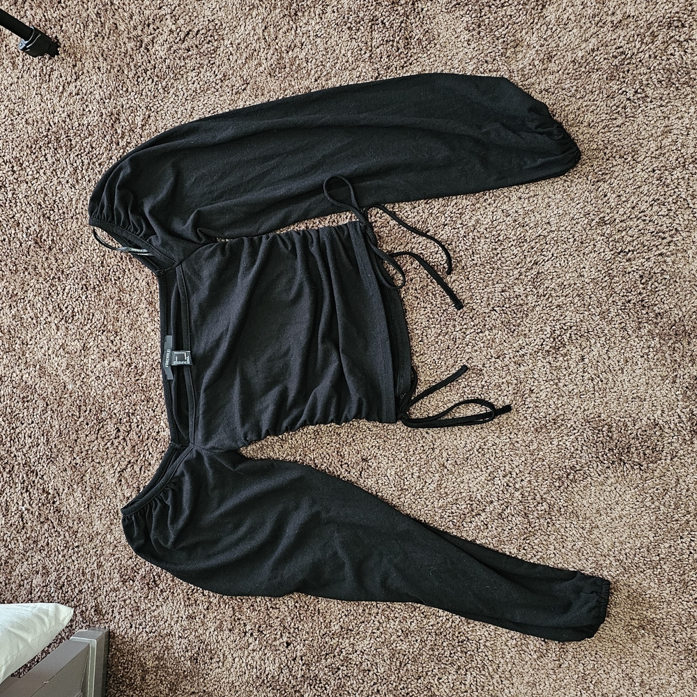 Chic Black Drawstring Top